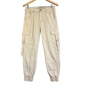 VIP Jeans Cargo Pants 11/30 Tan Cotton Khaki Twill Zip Fly Front Pleats Utility